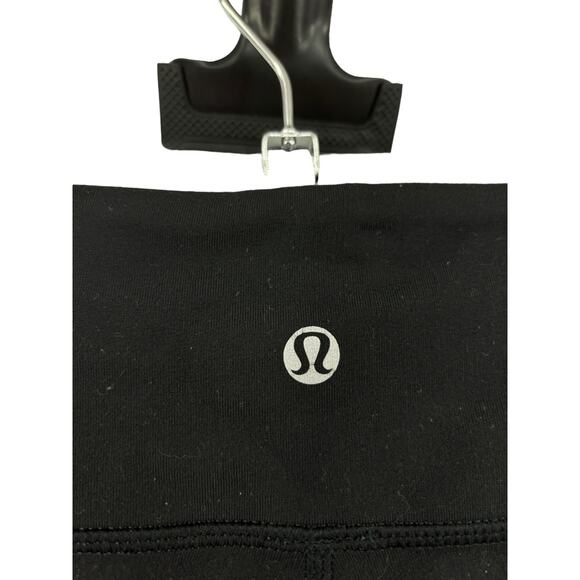 Lululemon Leggings Womens 4 Wunder Under Bonded Stripe Crop Black Aquamarine - Picture 3 of 4